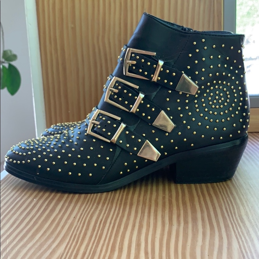 Studded  black buckle booties size 6.5 - Picture 2 of 7